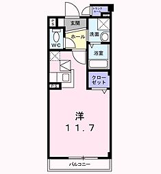 メゾングラシュ2 ワンルームの間取図画像