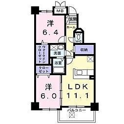 カイラス・ドルフ 2LDKの間取図画像