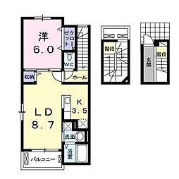 サンリット末広 1LDKの間取図画像