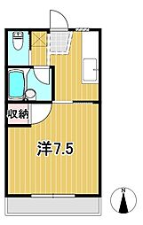 天神荘 1Kの間取図画像