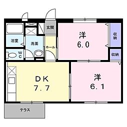メゾンシャルマン 2DKの間取図画像