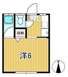 エールハイツ 1Kの間取図画像
