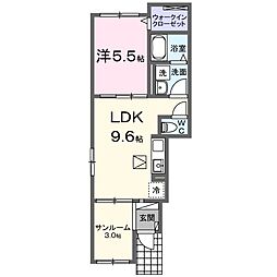 ヴィアラッテア 1LDKの間取図画像