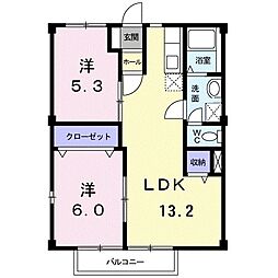 ヴィラマローネ 2LDKの間取図画像