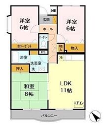 ルミエール南都 3LDKの間取図画像