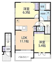 la vita comoda(ラ ヴィータ コモダ) 2LDKの間取図画像