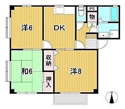 サンハイツA 3DKの間取図画像