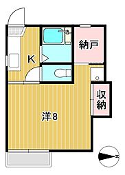 くがやコーポA 1Kの間取図画像