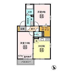 オーベンロープA 2DKの間取図画像