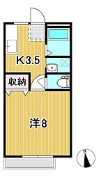 メールハイツA 1Kの間取図画像