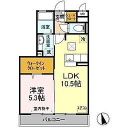 シュエットアビタ 1LDKの間取図画像