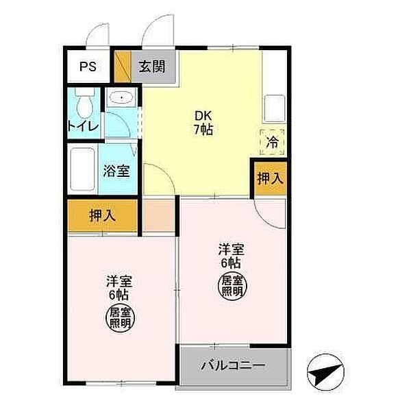 スカイハイツ諏訪 203｜茨城県日立市諏訪町３丁目(賃貸アパート2DK・2階・43.12㎡)の写真 その2