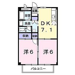 コンフォート 2DKの間取図画像