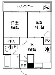 ニュー澤田ハイツB 2DKの間取図画像