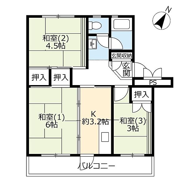 UR久喜青葉 ｜埼玉県久喜市青葉1丁目(賃貸マンション3K・4階・50.48㎡)の写真 その2