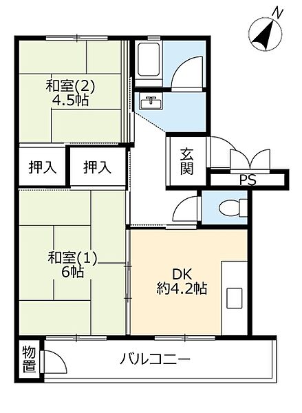 UR久喜青葉 0-02-0012-0308｜埼玉県久喜市青葉1丁目(賃貸マンション2DK・3階・43.55㎡)の写真 その2