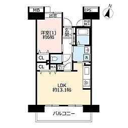 UR都市機構コンフォール松原3号棟 1LDKの間取図画像
