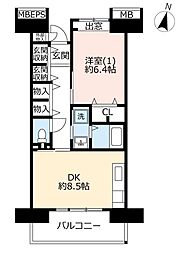 UR都市機構コンフォール松原4号棟 1DKの間取図画像
