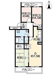 パークシティ鴻巣駅前プラザ2号棟 3DKの間取図画像