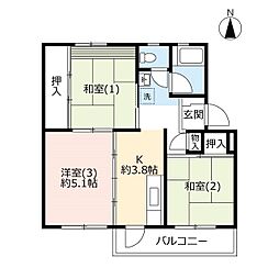 UR都市機構西上尾第一団地2-36 3Kの間取図画像