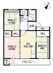 URデュプレ西上尾 3DKの間取図画像