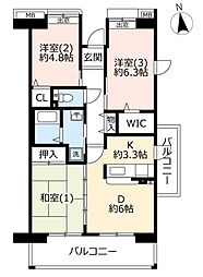 UR都市機構コンフォール東鳩ヶ谷2号棟 3DKの間取図画像