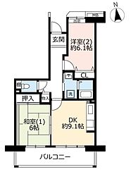 UR都市機構コンフォール東鳩ヶ谷2号棟 2DKの間取図画像