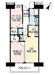 UR都市機構リバピア川口青木2号棟 1LDKの間取図画像