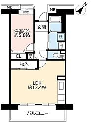 UR都市機構コンフォール南浦和1号棟 1LDKの間取図画像
