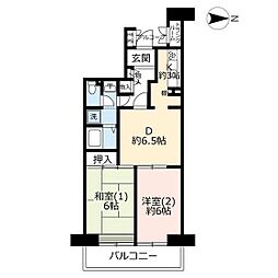 UR都市機構武蔵浦和駅前ハイツ1号棟 2DKの間取図画像