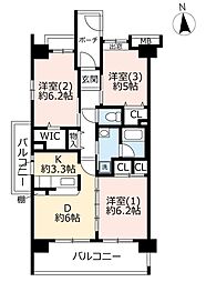 UR都市機構コンフォール領家1号棟 3DKの間取図画像