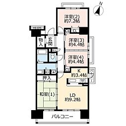 UR都市機構アーベイン大宮5号棟 4LDKの間取図画像