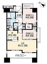 URコンフォール霞ヶ丘 0024-1101 ｜ 埼玉県ふじみ野市霞ケ丘3丁目（賃貸マンション2LDK・11階・66.98㎡） その2