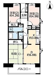 UR都市機構アルビス鶴瀬2号棟 3DKの間取図画像