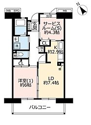 UR都市機構コンフォール鶴瀬5号棟 1LDKの間取図画像
