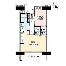 UR都市機構コンフォール鶴瀬5号棟 1LDKの間取図画像