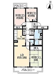 URアクティ川越 4階3LDKの間取り