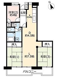 UR都市機構入間駅前プラザ10号棟 3LDKの間取図画像