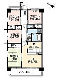 UR都市機構プラザシティ新所沢けやき通り15号棟 4DKの間取図画像
