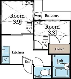 YKBAホーム野方 2Kの間取図画像