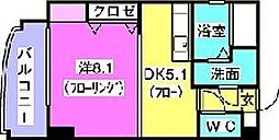 エリタージュ 1DKの間取図画像