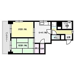 グリーンビュー姪浜 2DKの間取図画像