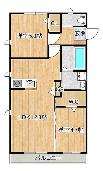 filo 104｜福岡県朝倉郡筑前町原地蔵(賃貸アパート2LDK・1階・54.00㎡)の写真 その2