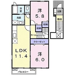 プロスペール2 2LDKの間取図画像