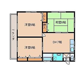 ロイヤルハイツ壱番館 3DKの間取図画像