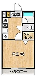 バウハウス 1Kの間取図画像