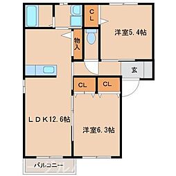 コンフォート恵比寿B 2LDKの間取図画像