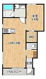 メゾンドベルエ A棟 1LDKの間取図画像