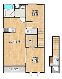 メゾンドベルエ A棟 2LDKの間取図画像