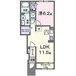 エクセラン依井A 1LDKの間取図画像
